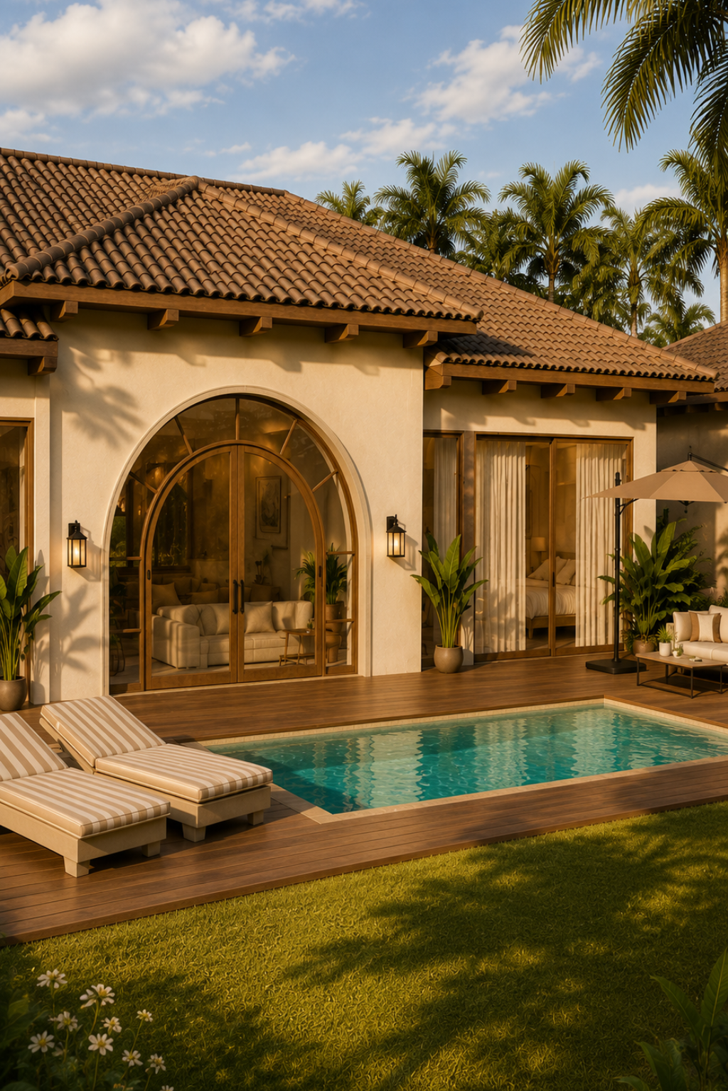 Villa courtyard with a private pool